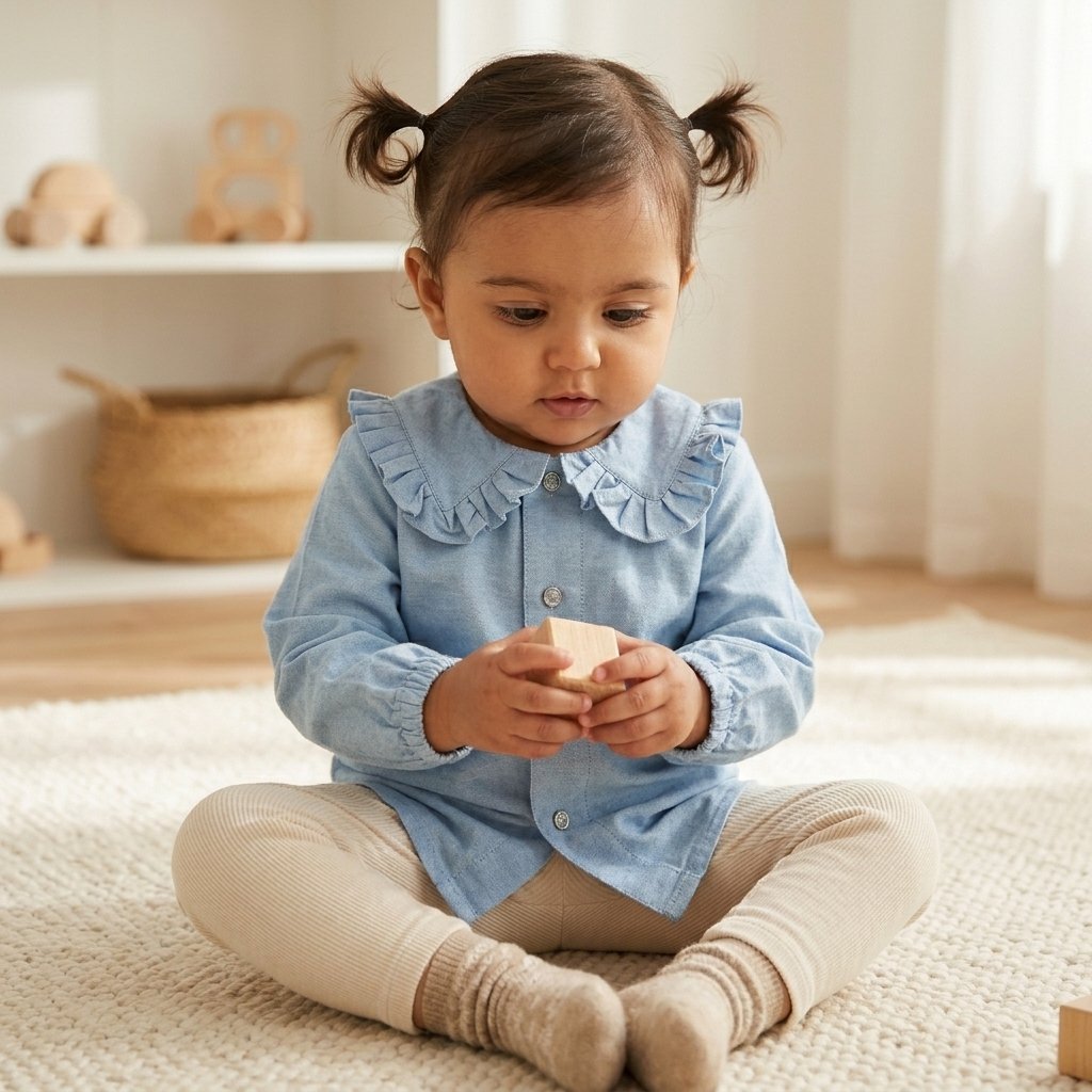 Blue Ruffle Collar Baby Shirt