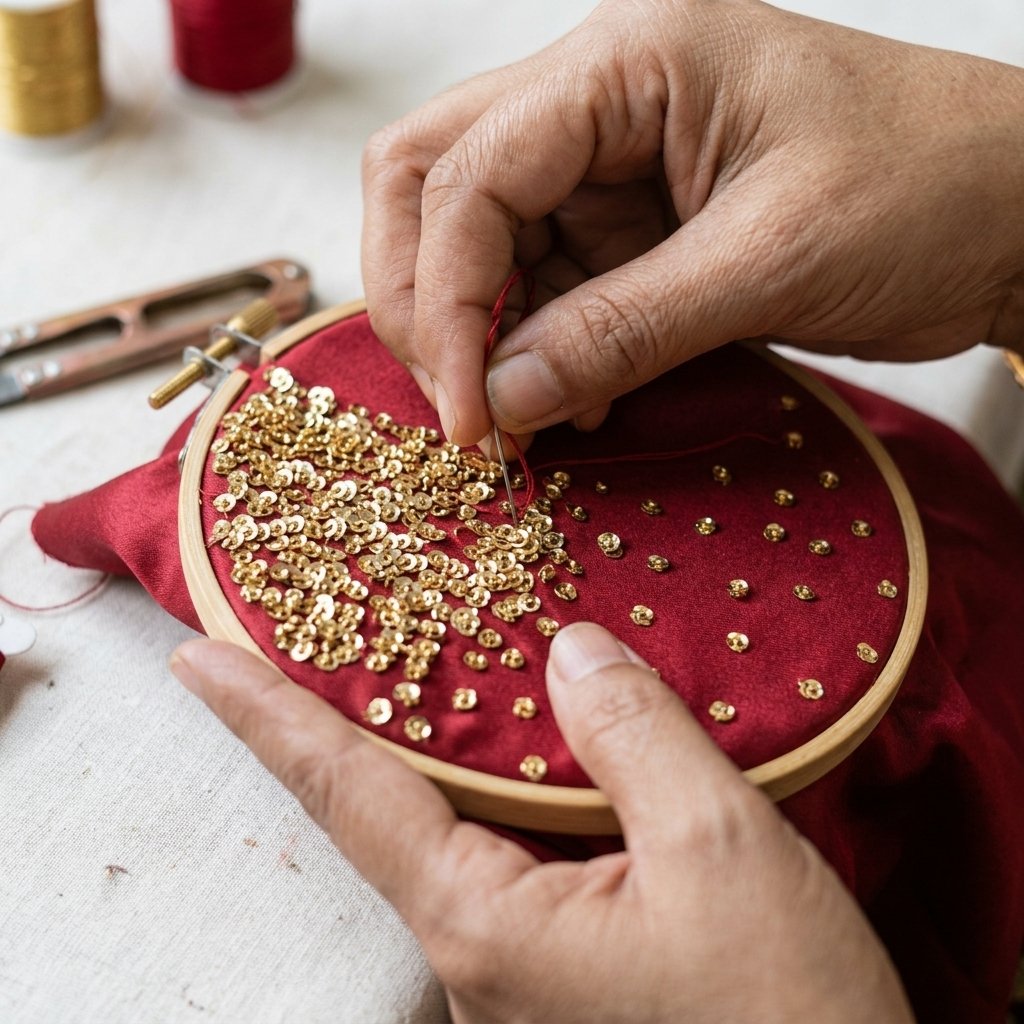 Stitching in progress