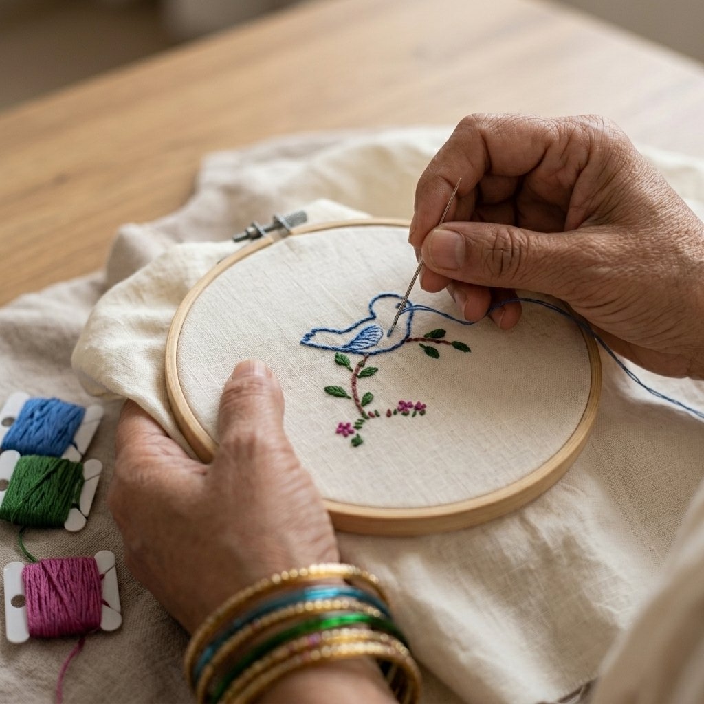 Stitching in progress